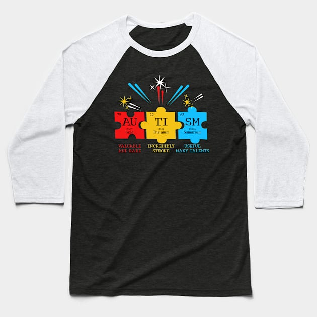 Chemical Element Autism Baseball T-Shirt by NatalitaJK